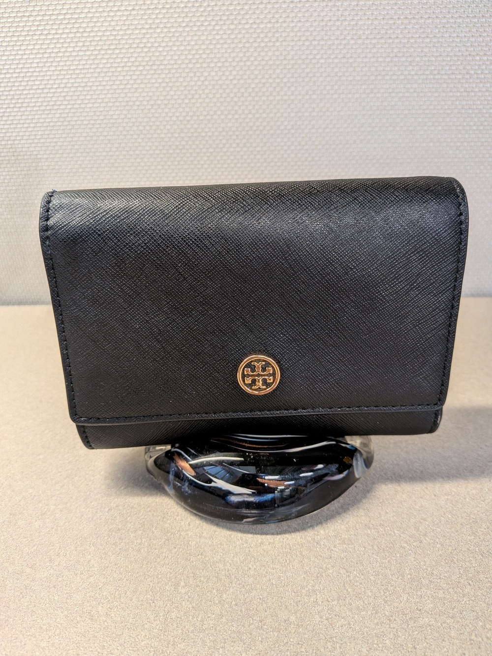 Tory Burch Black Saffiano Leather Compact Wallet